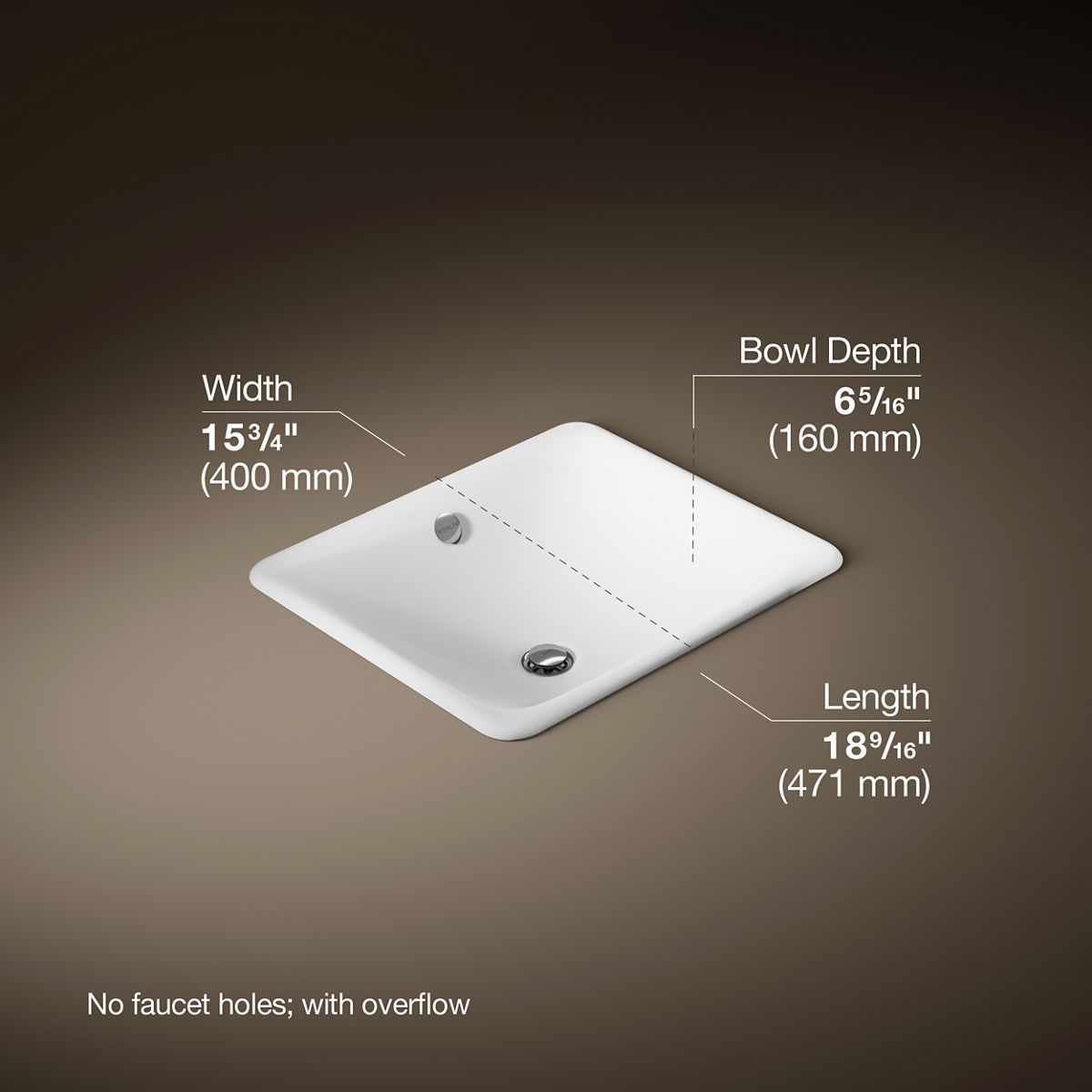 3/4 view of product with dimensions