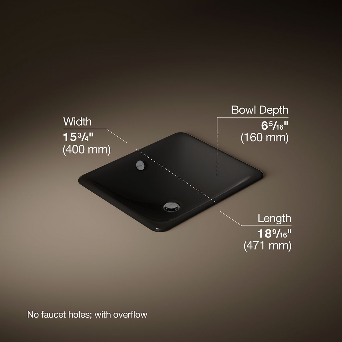3/4 view of product with dimensions