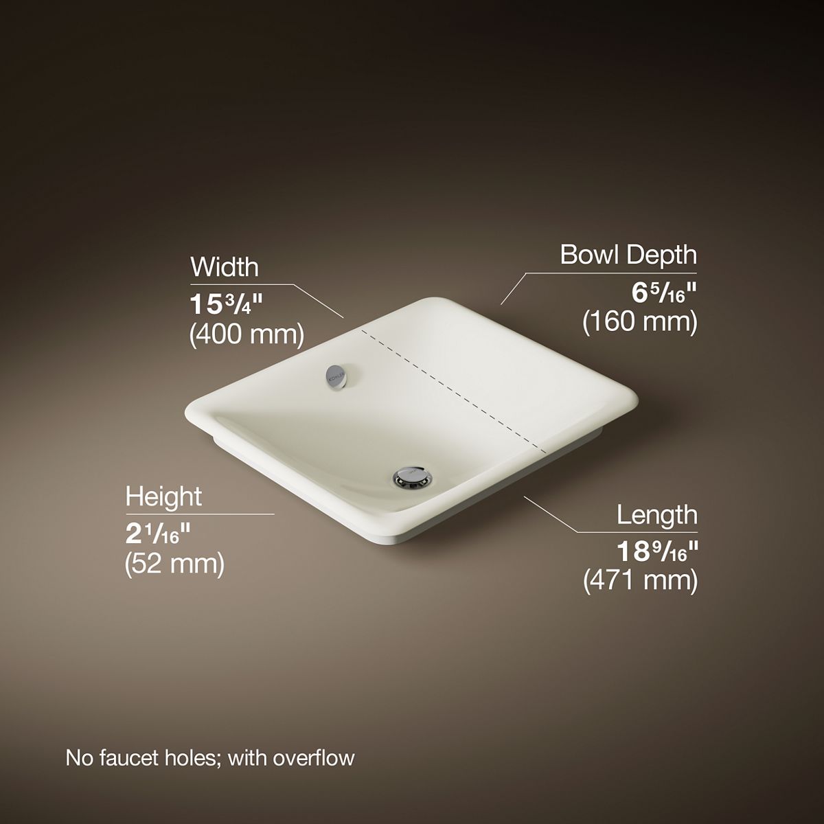 3/4 view of product with dimensions