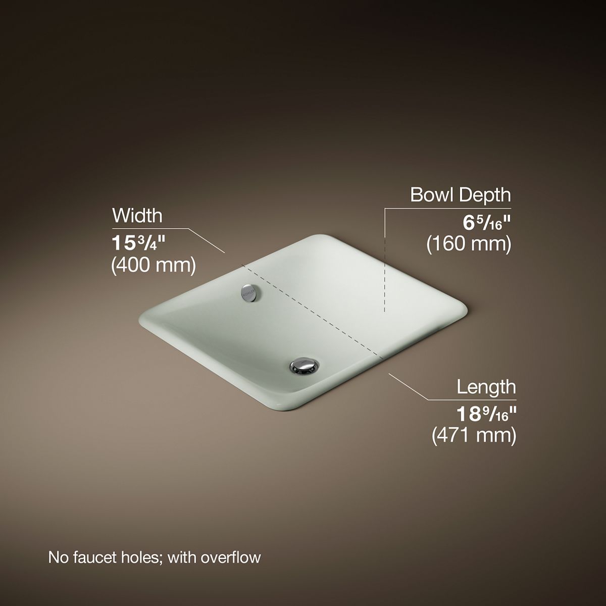 3/4 view of product with dimensions