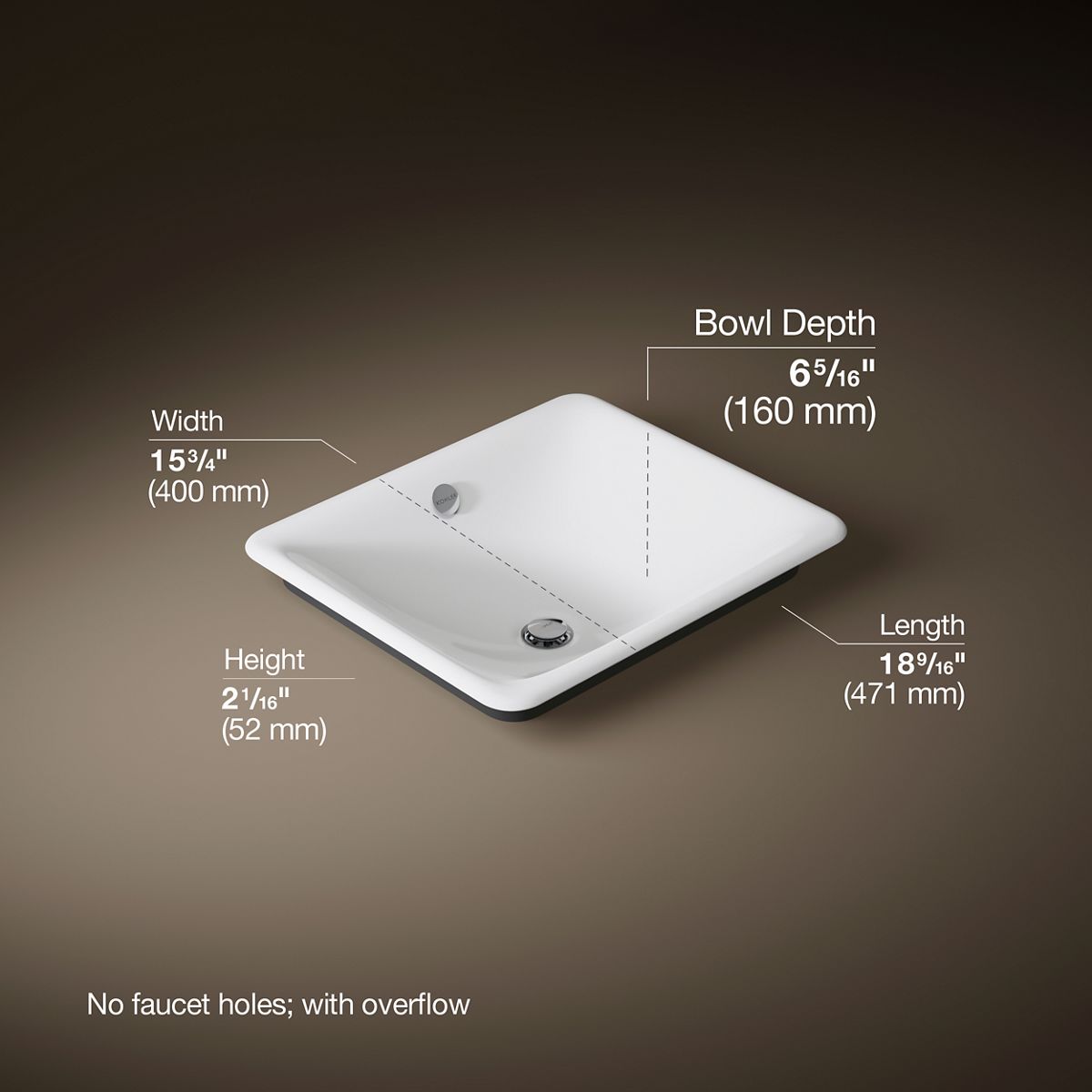 3/4 view of product with dimensions