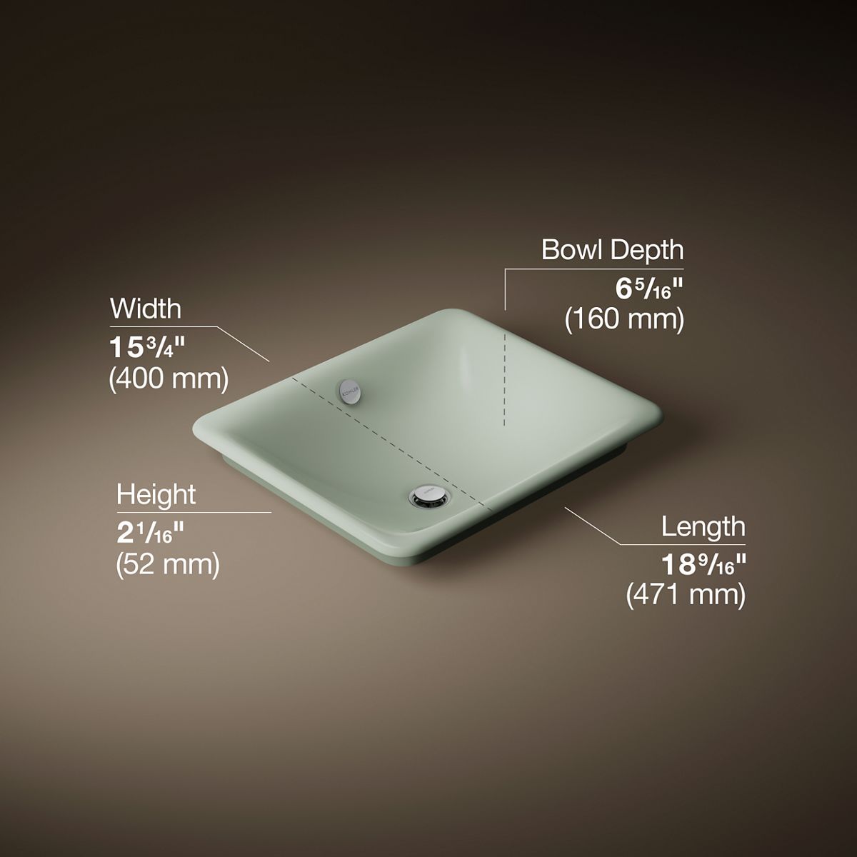 3/4 view of product with dimensions