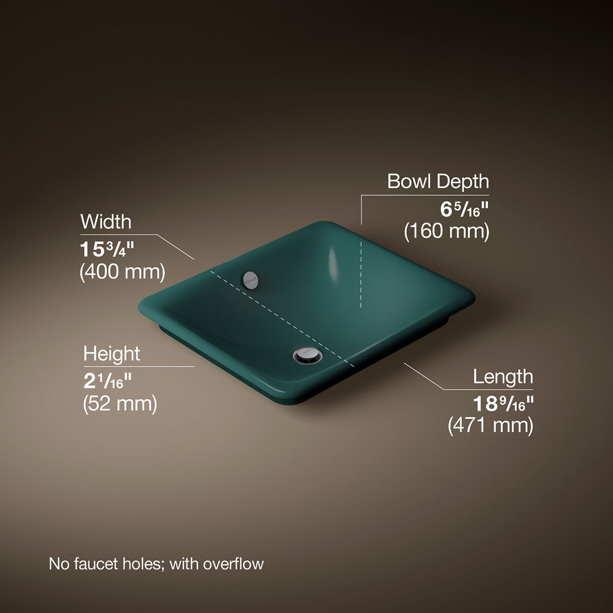 3/4 view of product with dimensions