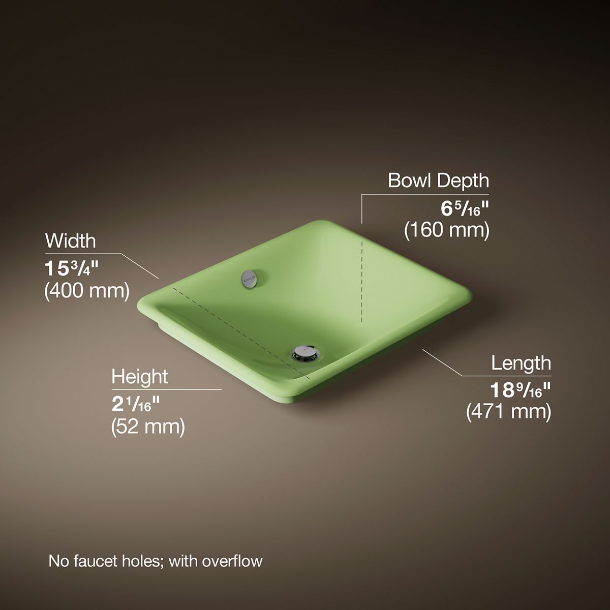 3/4 view of product with dimensions