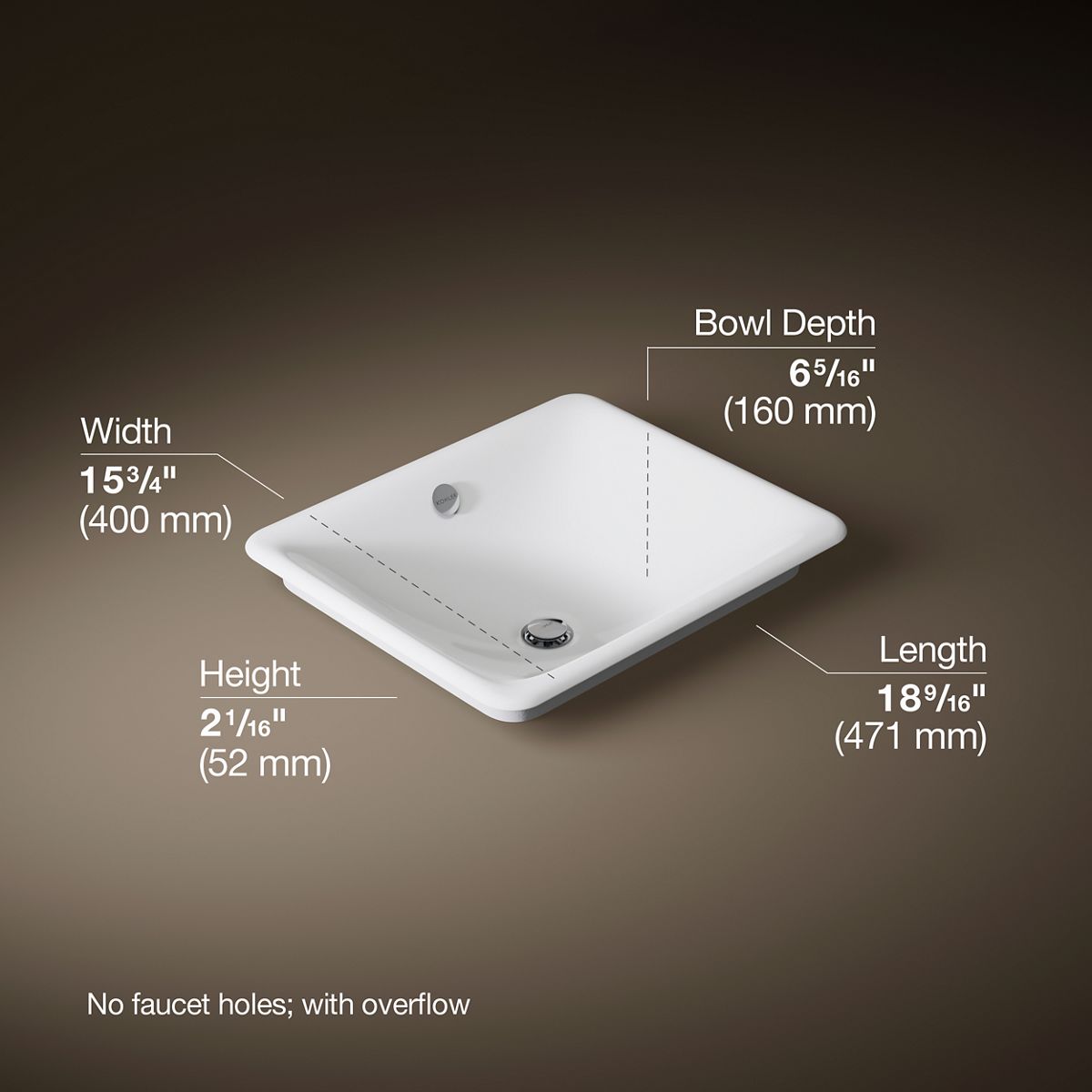 3/4 view of product with dimensions