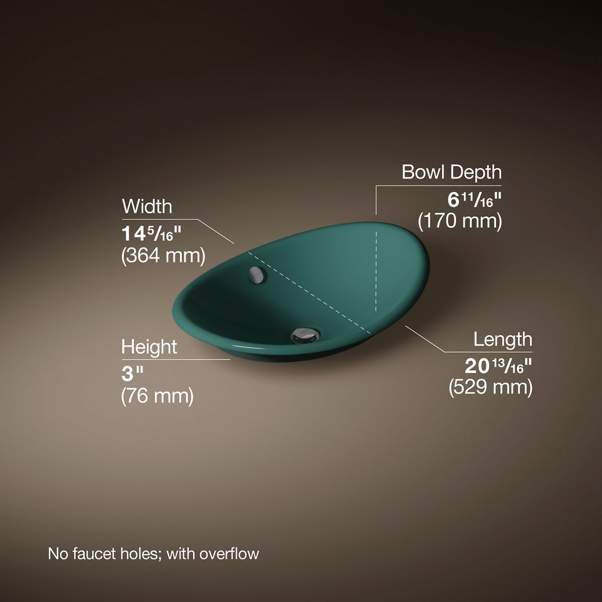 3/4 view of product with dimensions
