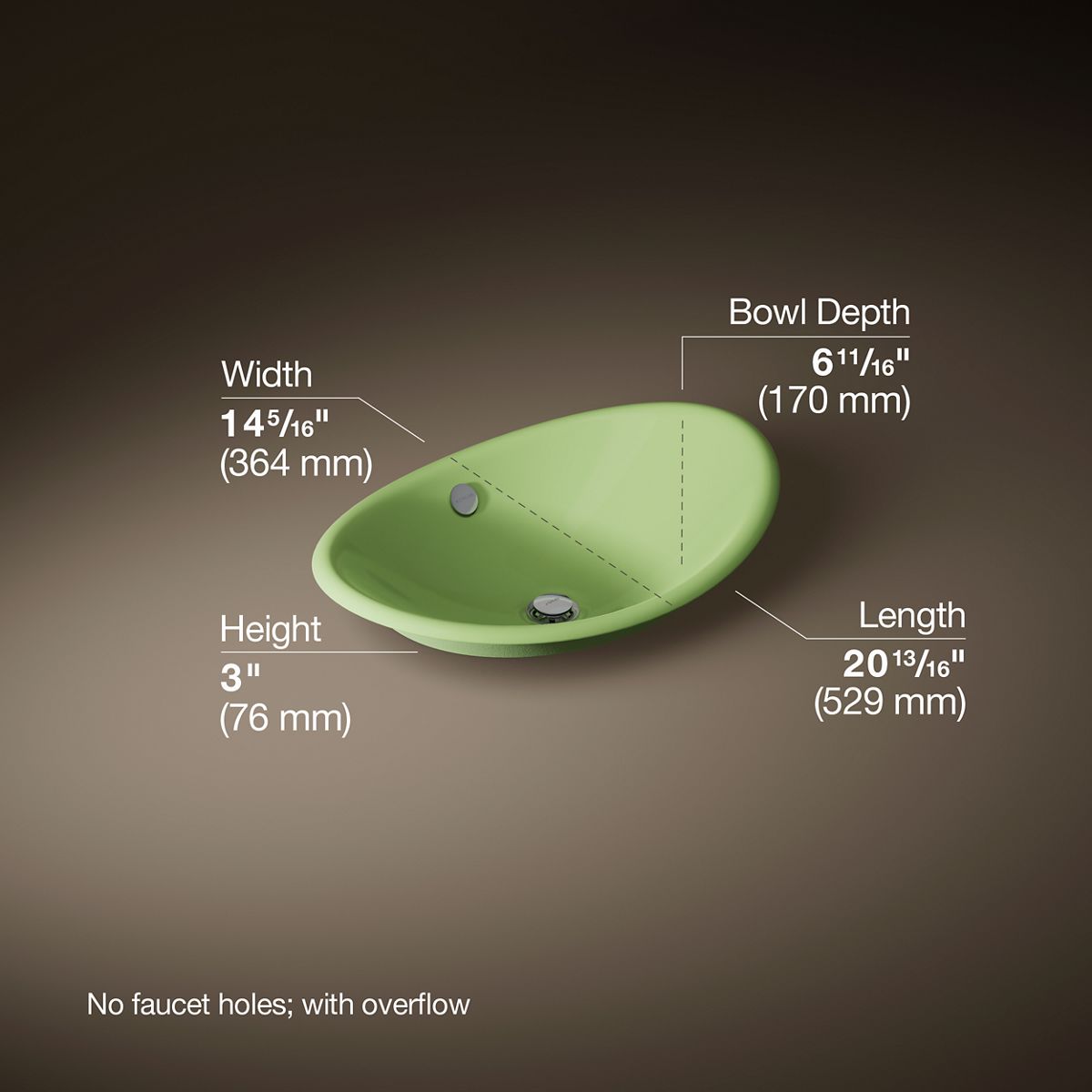 3/4 view of product with dimensions