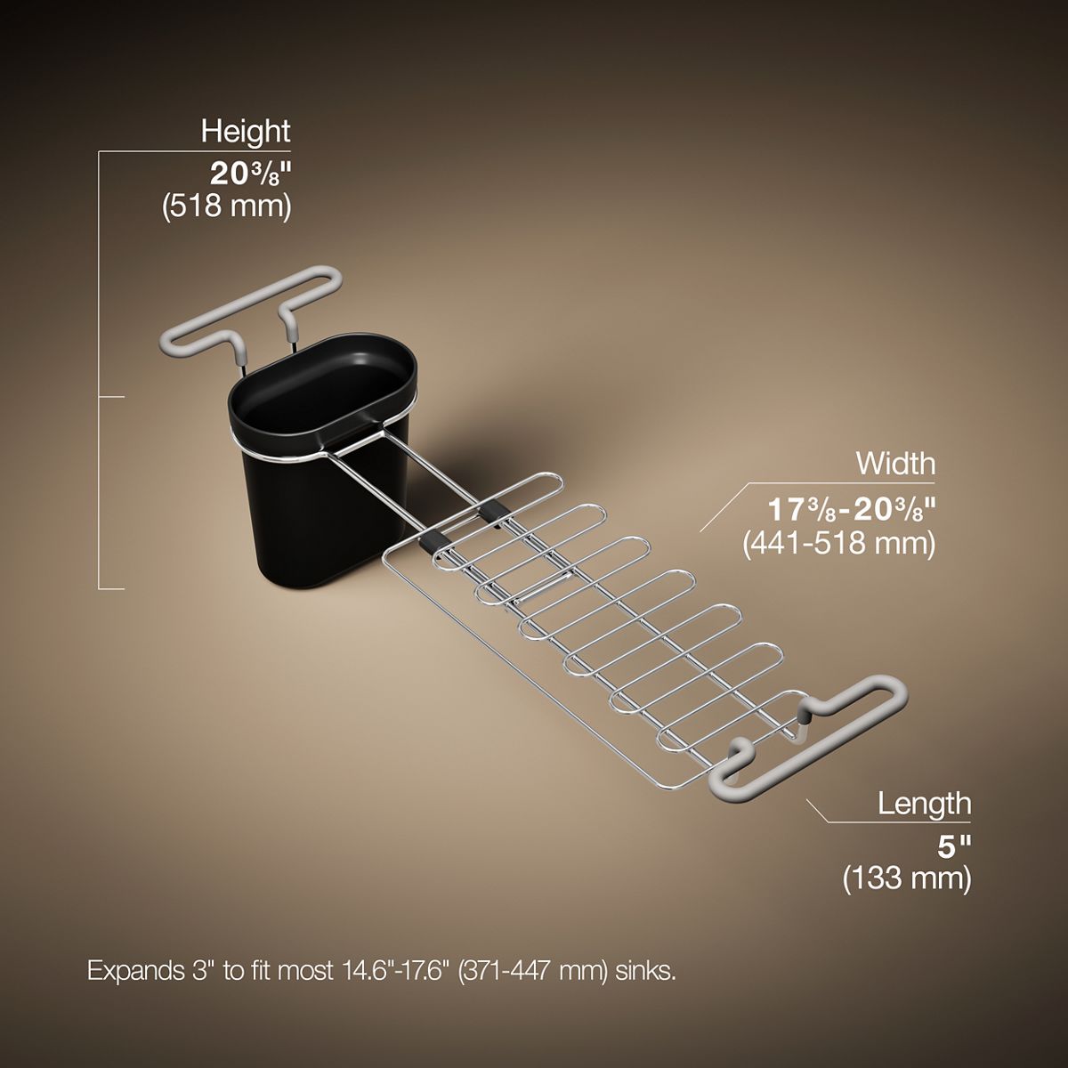 3/4 view of product with dimensions