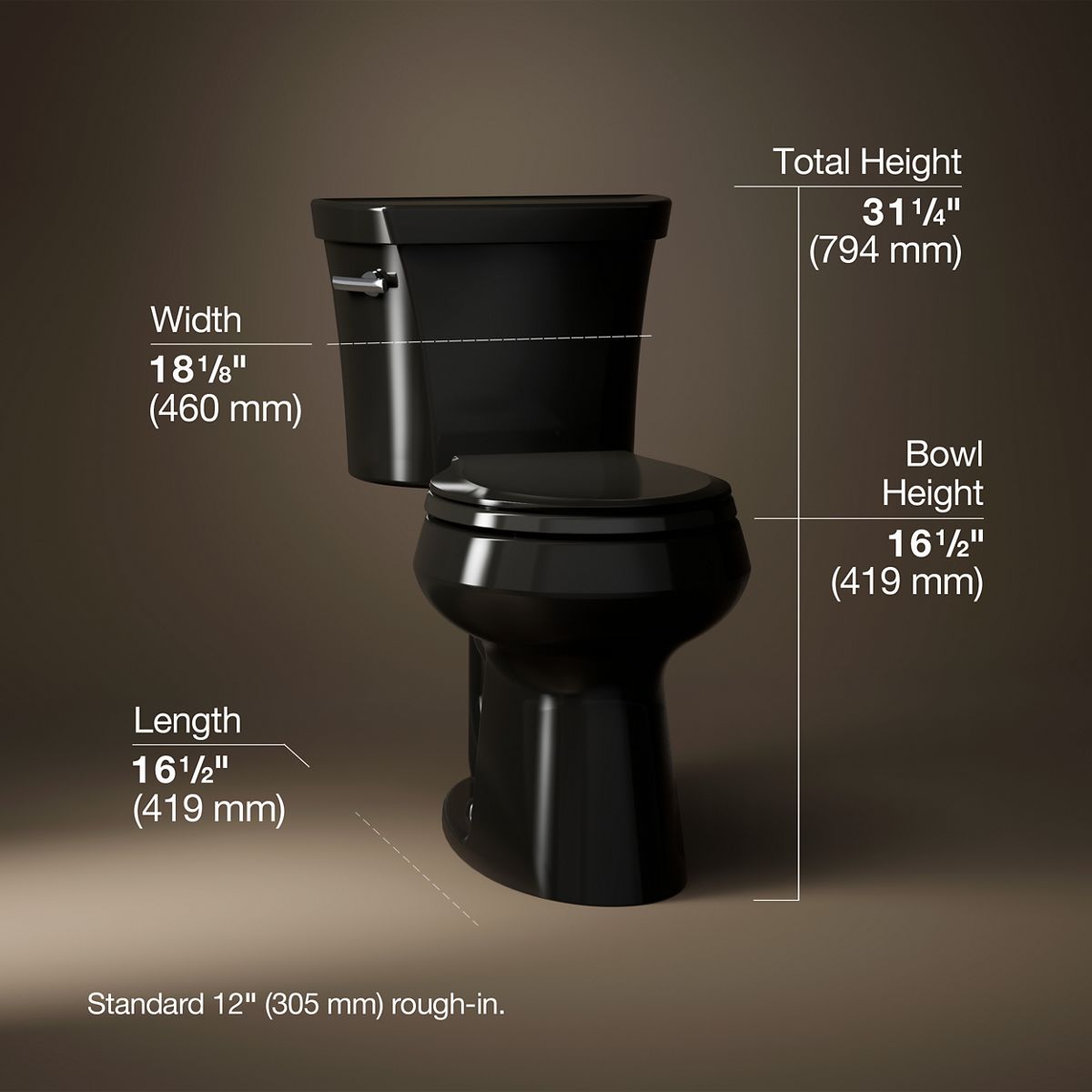 3/4 view of product with dimensions