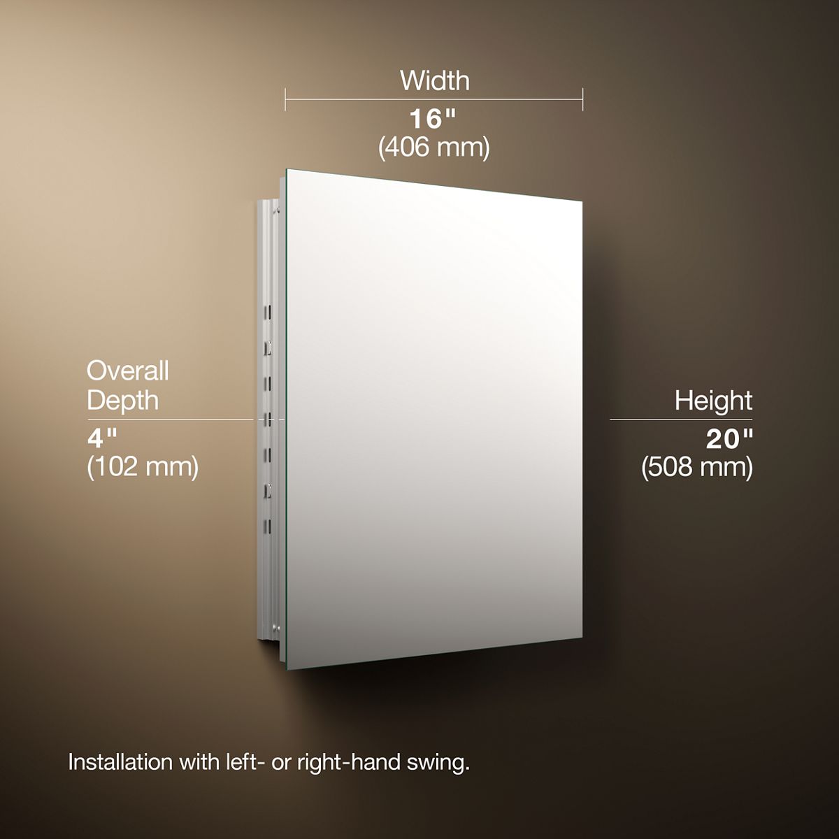 3/4 view of product with dimensions
