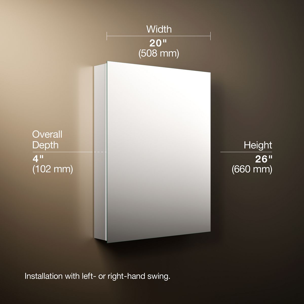 3/4 view of product with dimensions