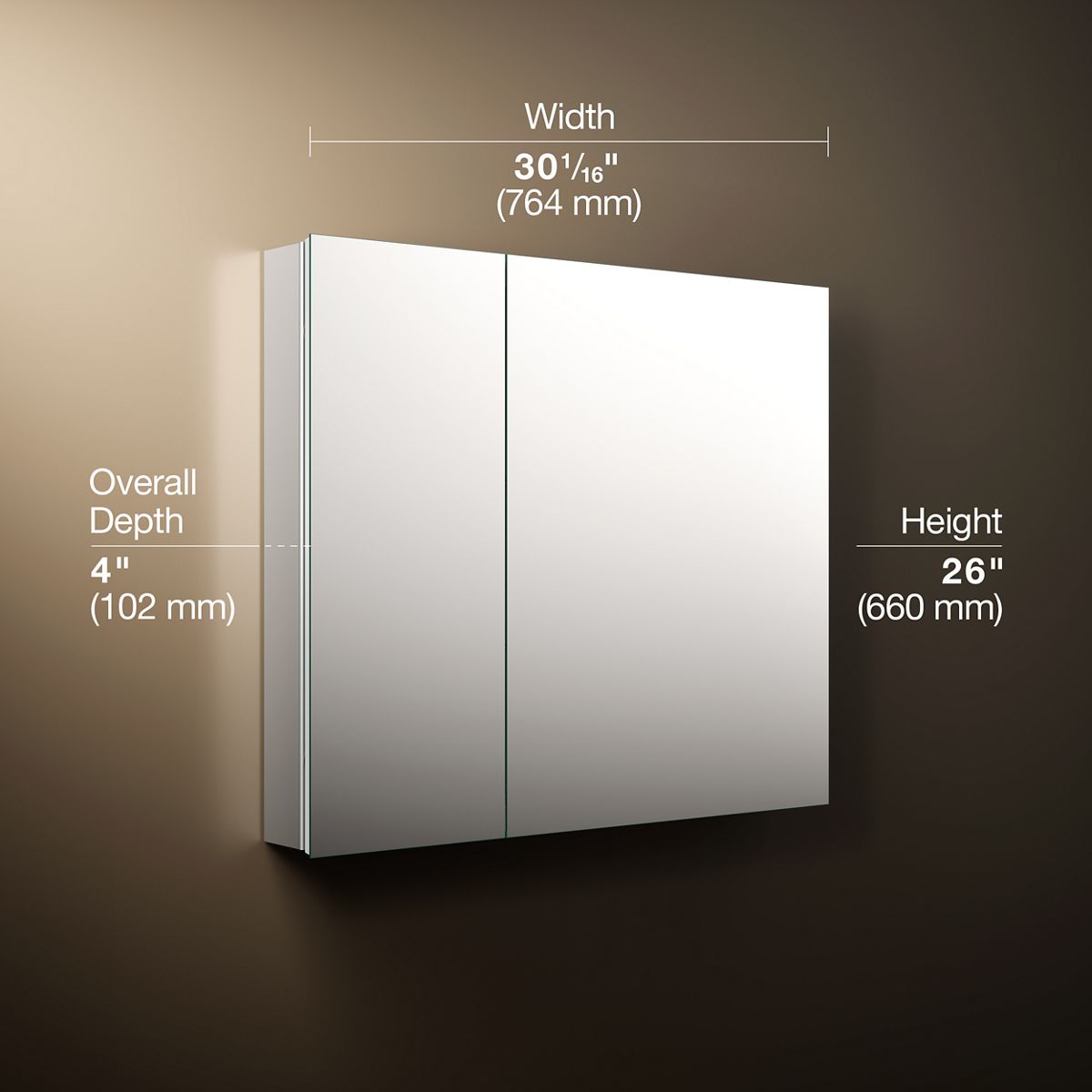 3/4 view of product with dimensions