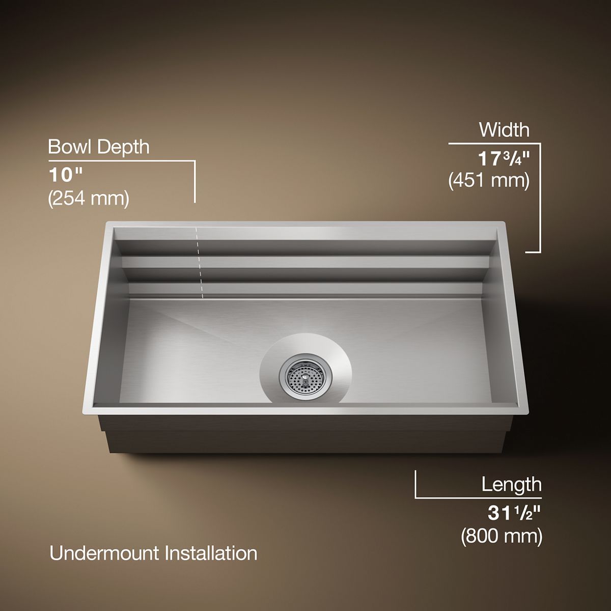 3/4 view of product with dimensions