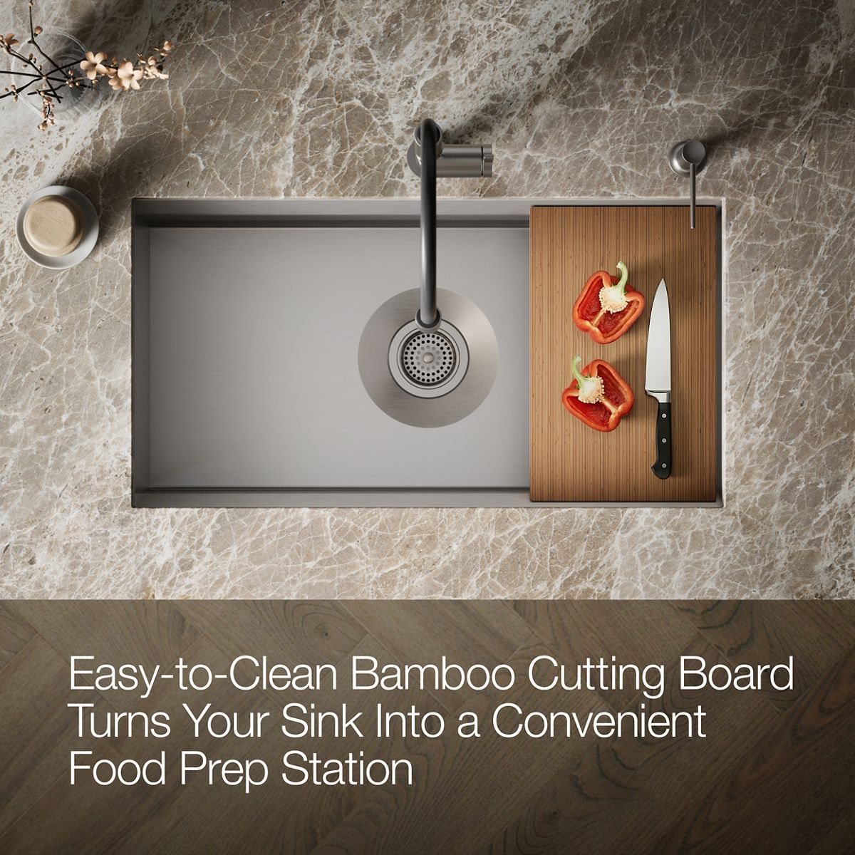 Products in use in overhead room view