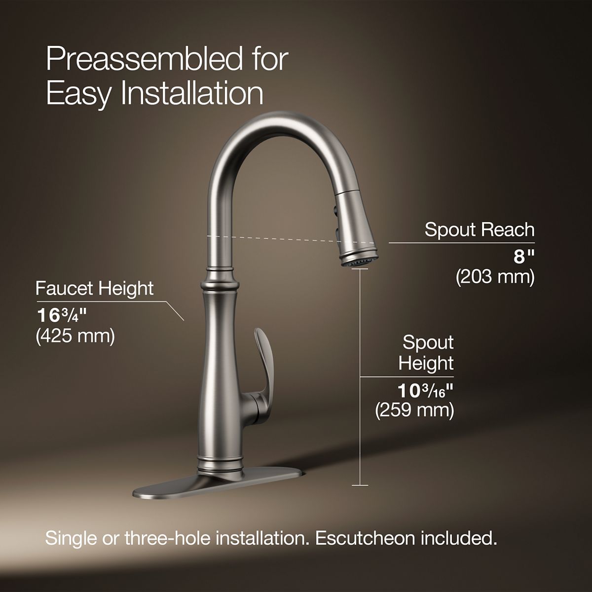 3/4 view of product with dimensions
