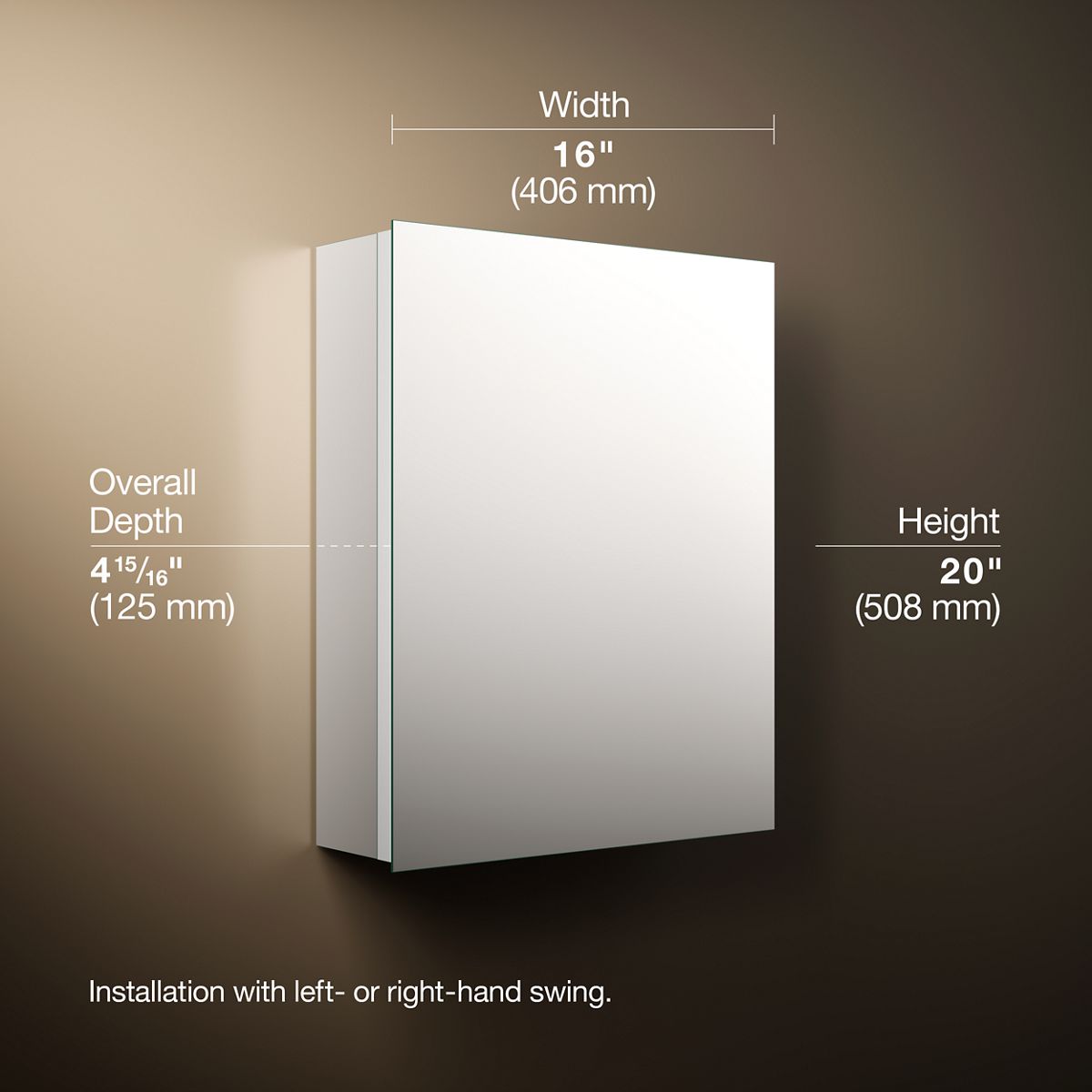 3/4 view of product with dimensions