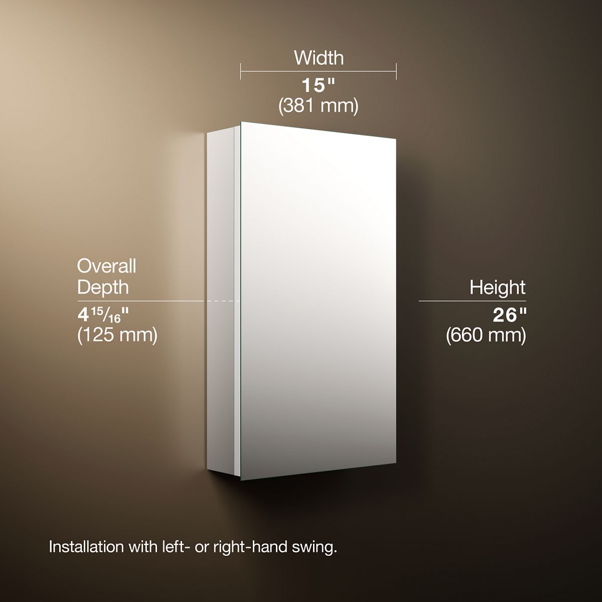 3/4 view of product with dimensions