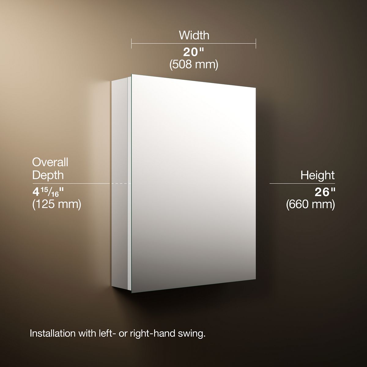 3/4 view of product with dimensions