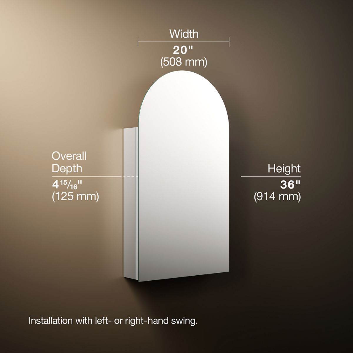 3/4 view of product with dimensions