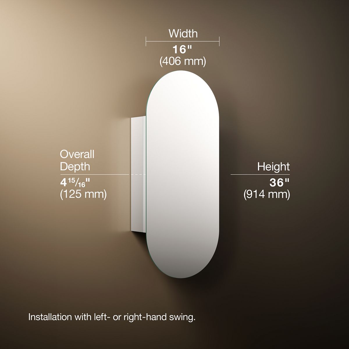 3/4 view of product with dimensions