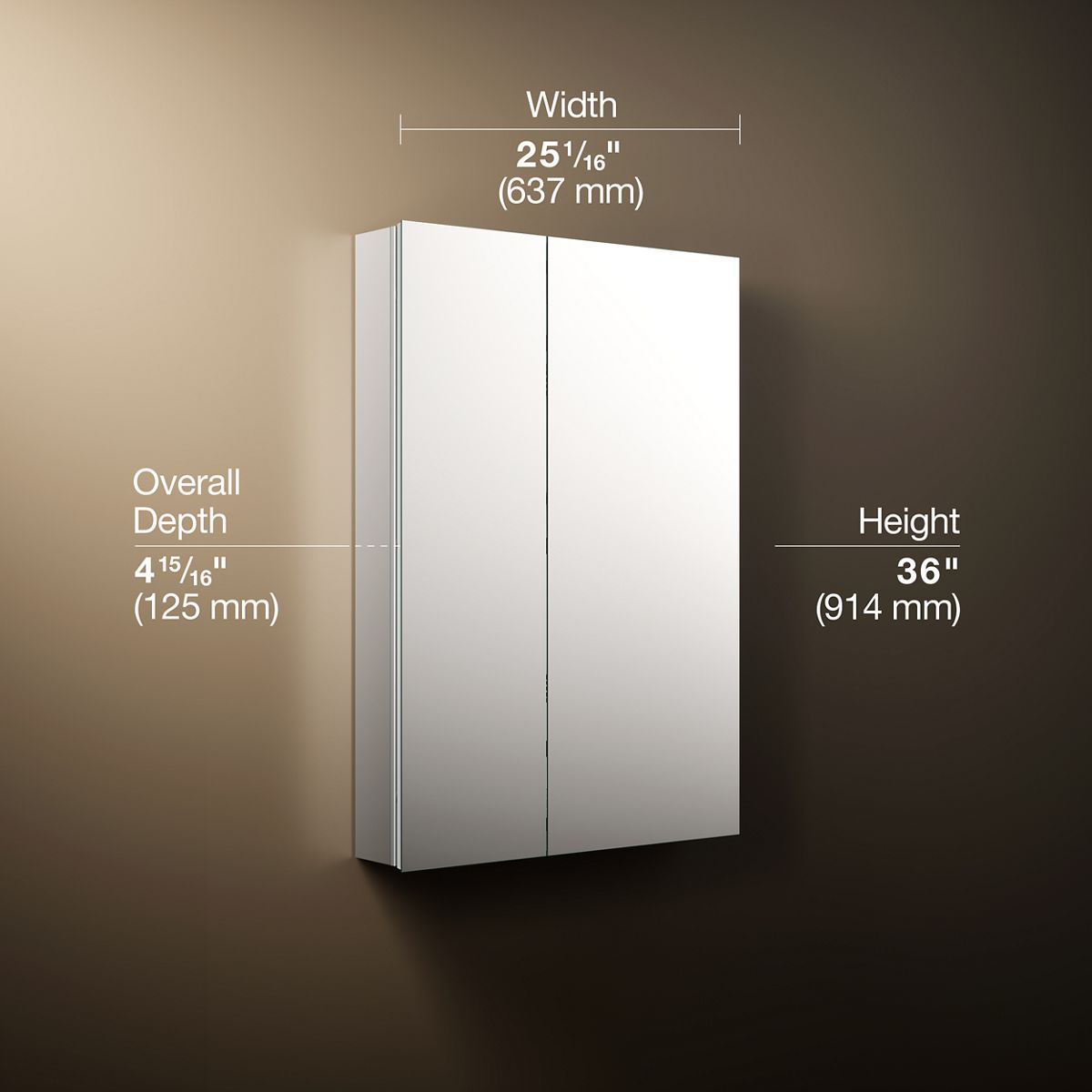 3/4 view of product with dimensions