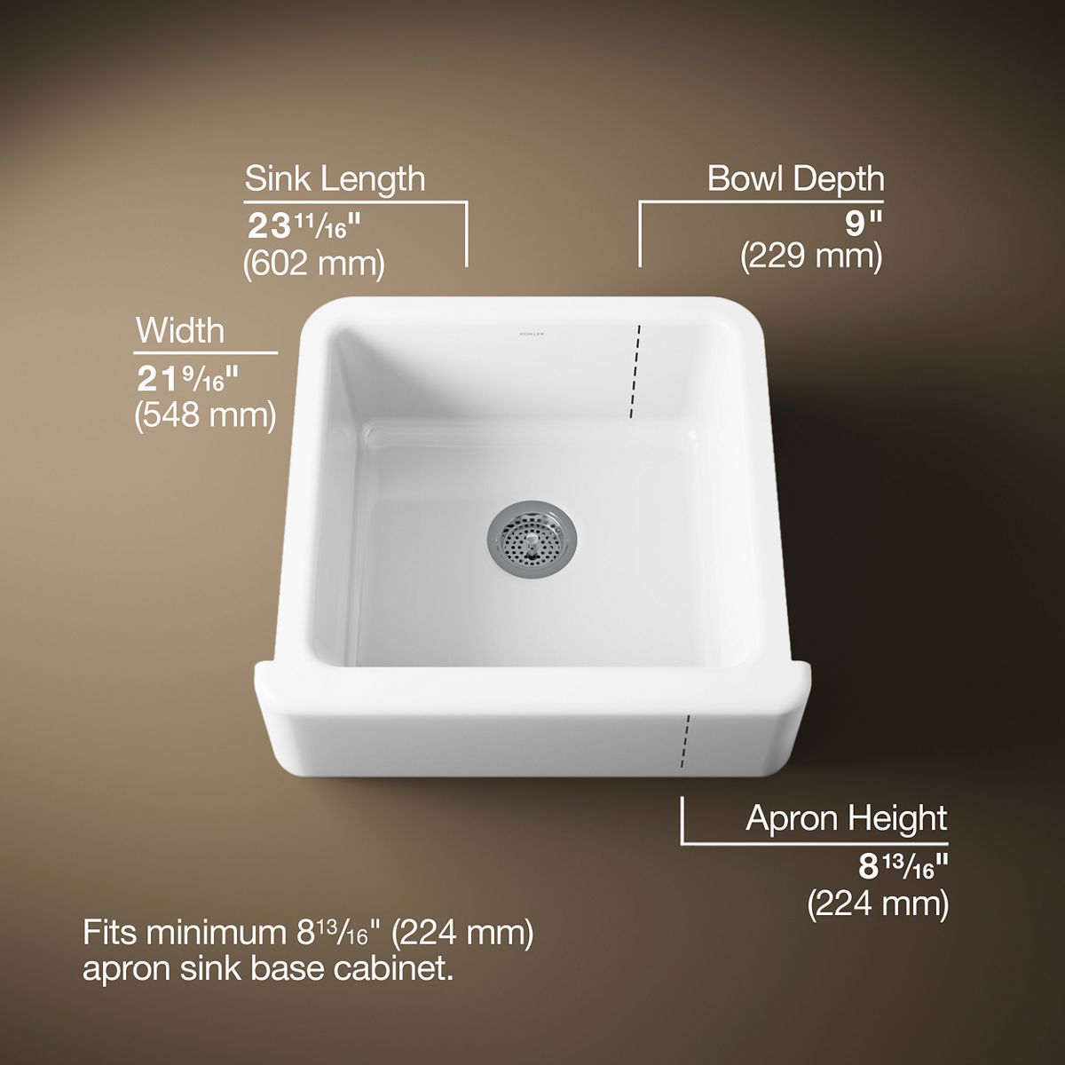 3/4 view of product with dimensions