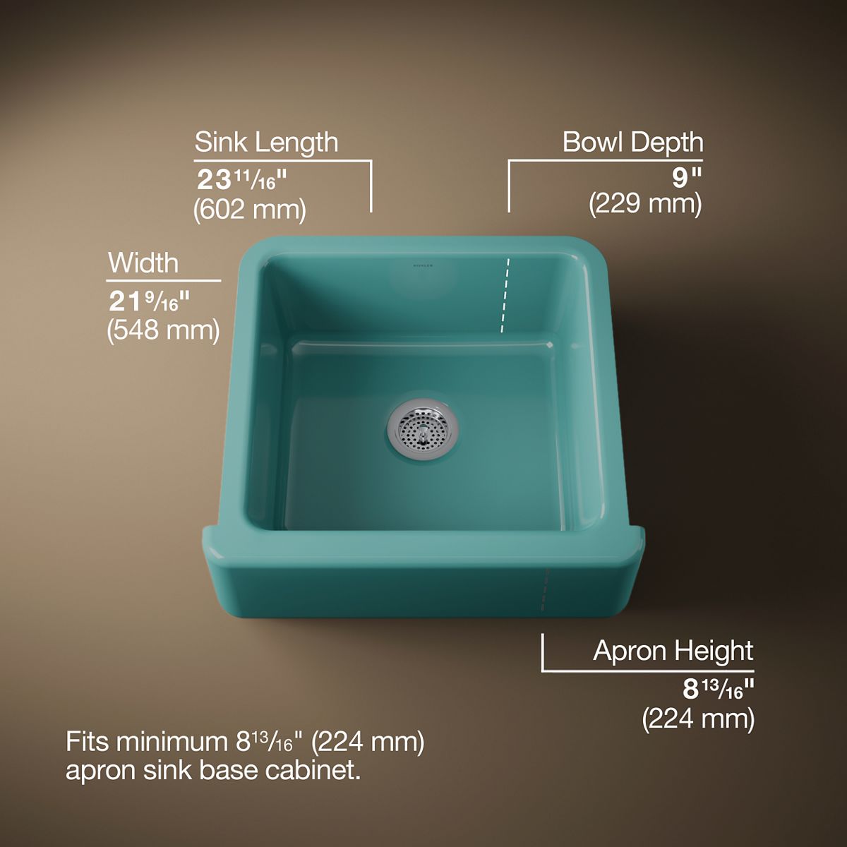 3/4 view of product with dimensions