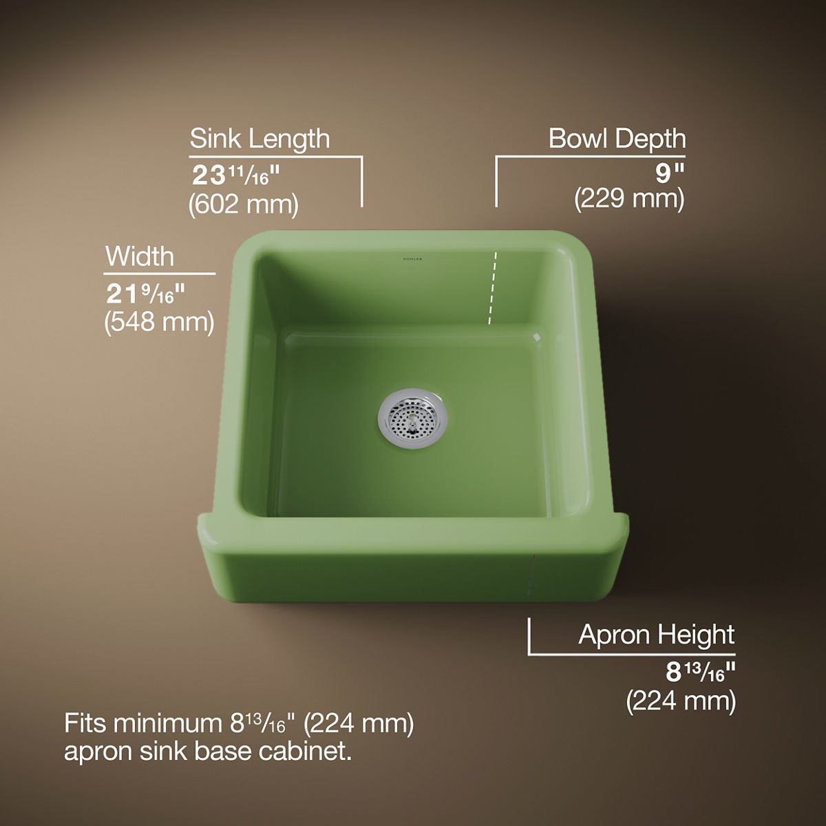 3/4 view of product with dimensions