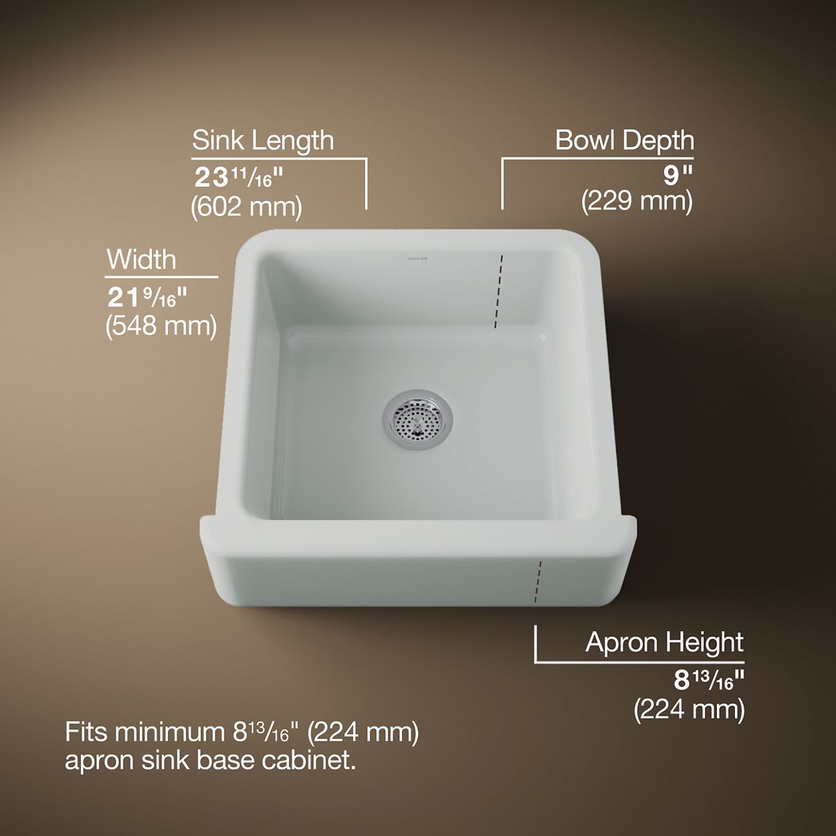 3/4 view of product with dimensions