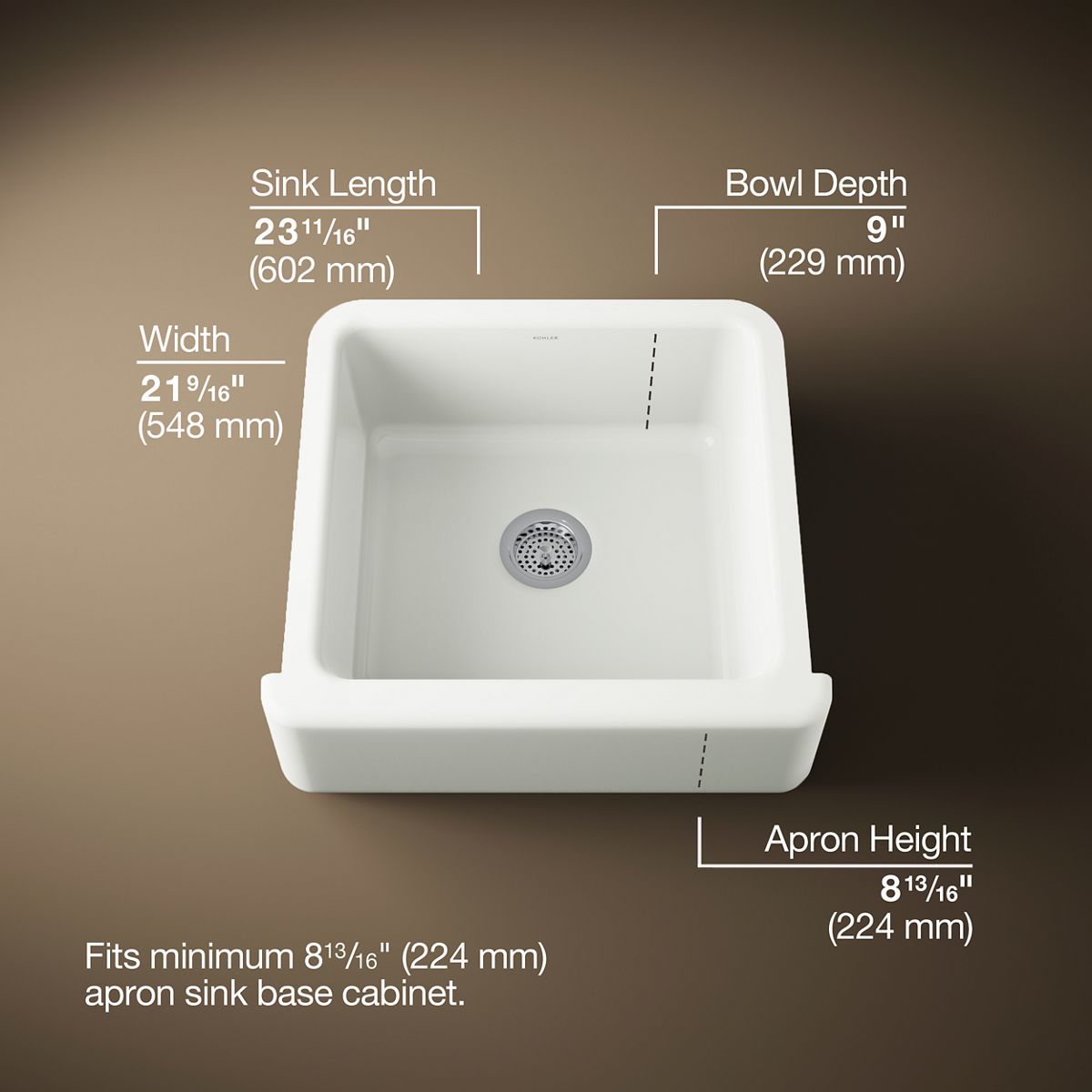 3/4 view of product with dimensions