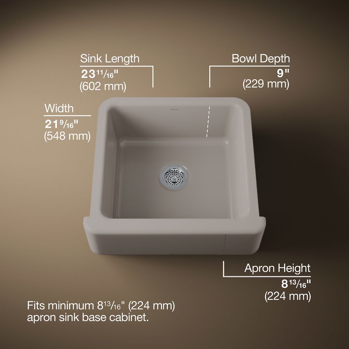 3/4 view of product with dimensions