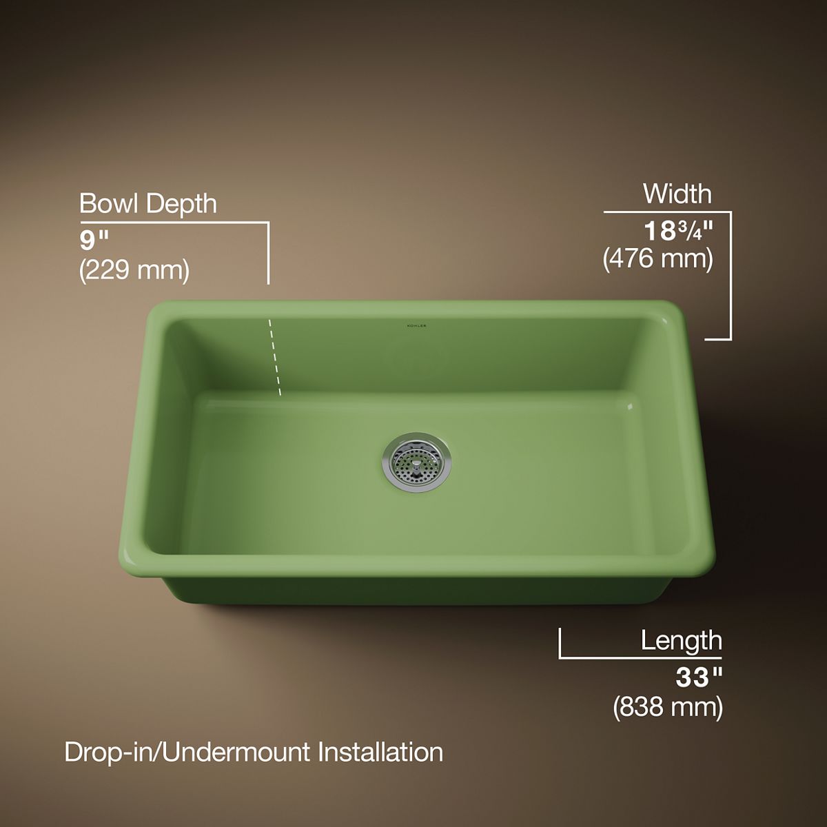 3/4 view of product with dimensions