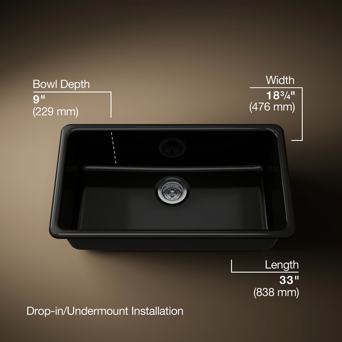 3/4 view of product with dimensions