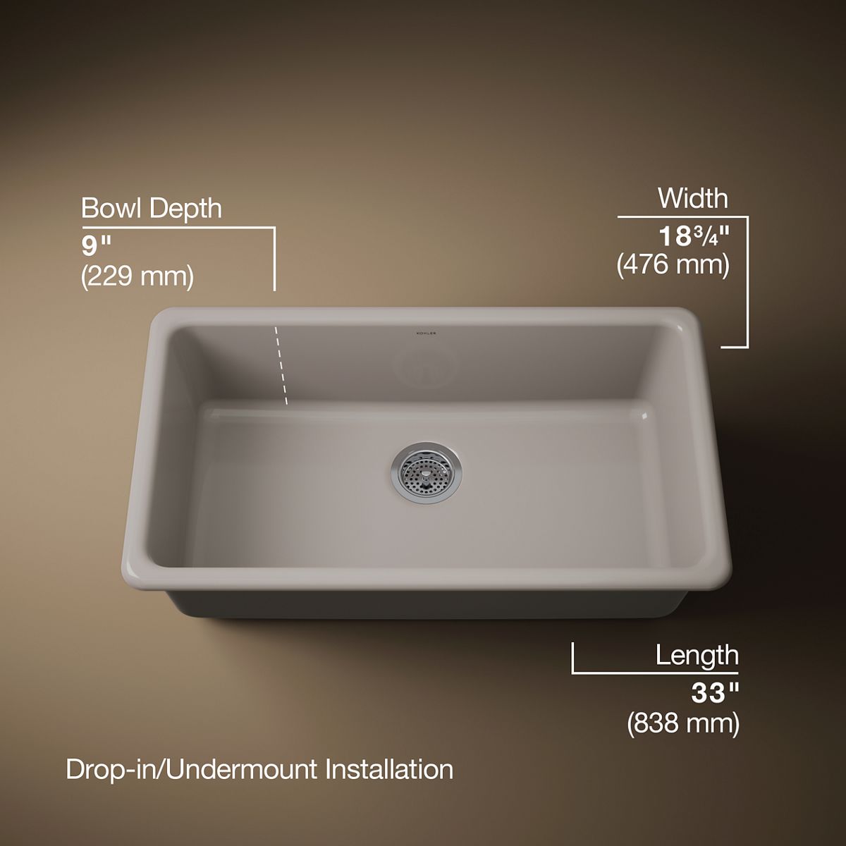 3/4 view of product with dimensions