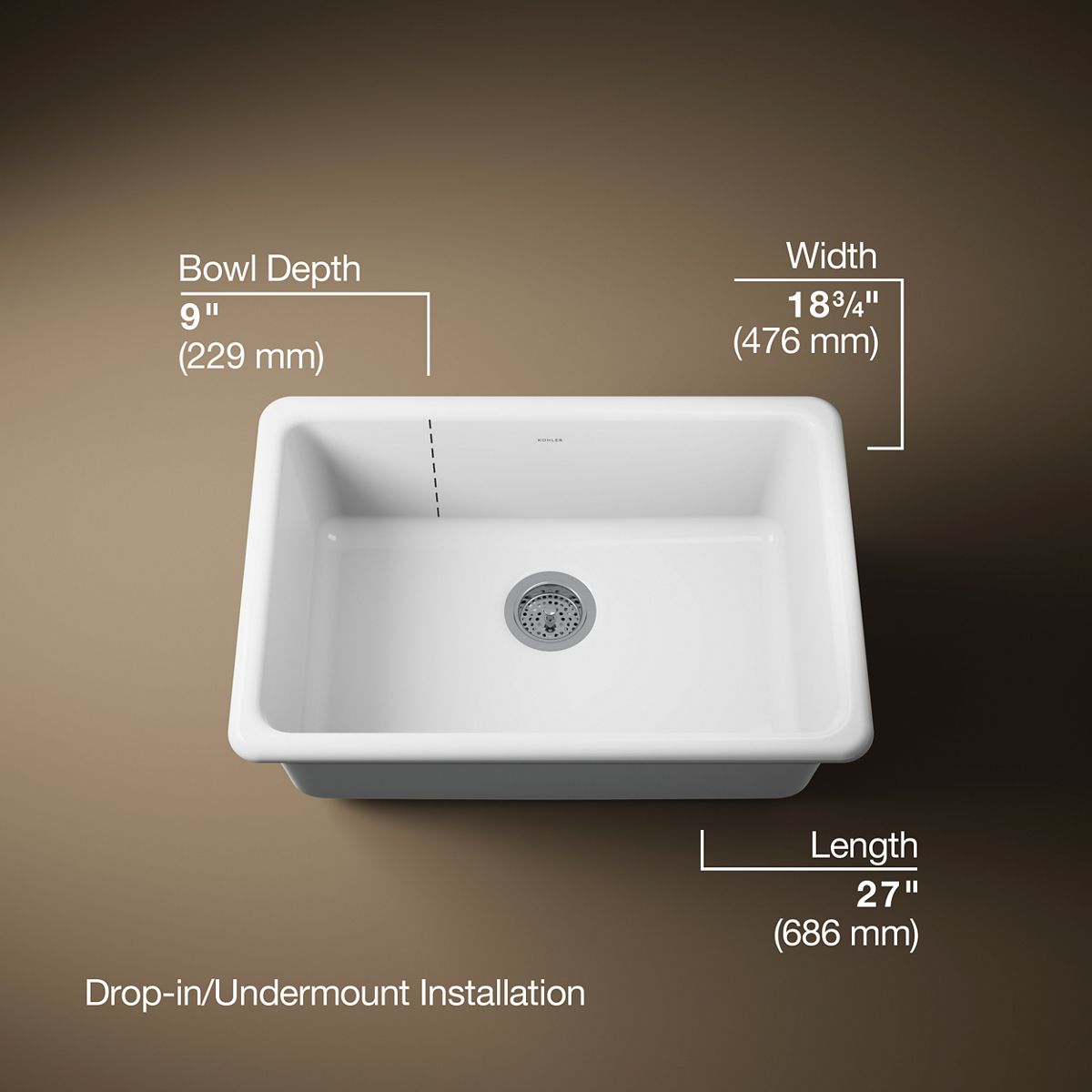 3/4 view of product with dimensions