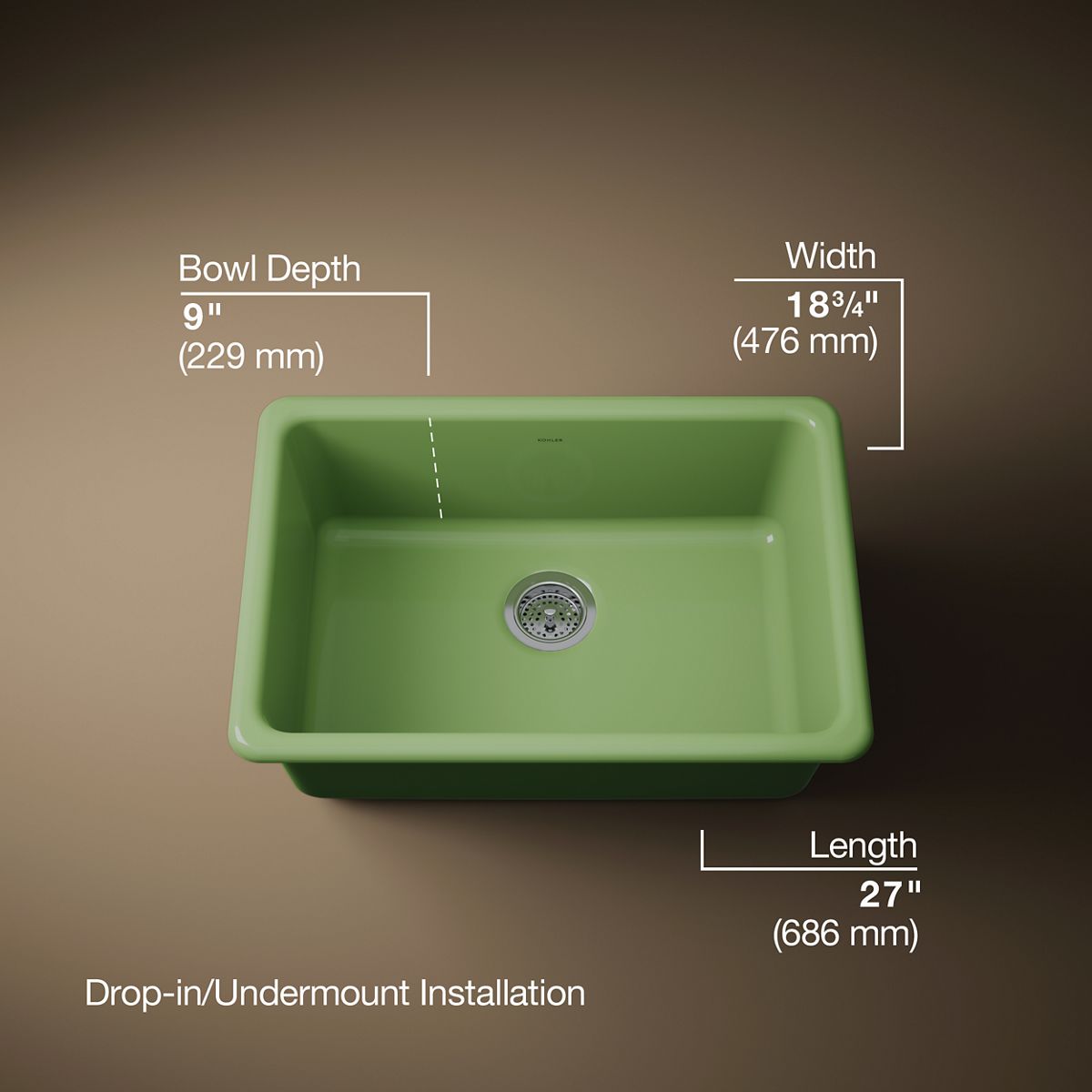 3/4 view of product with dimensions