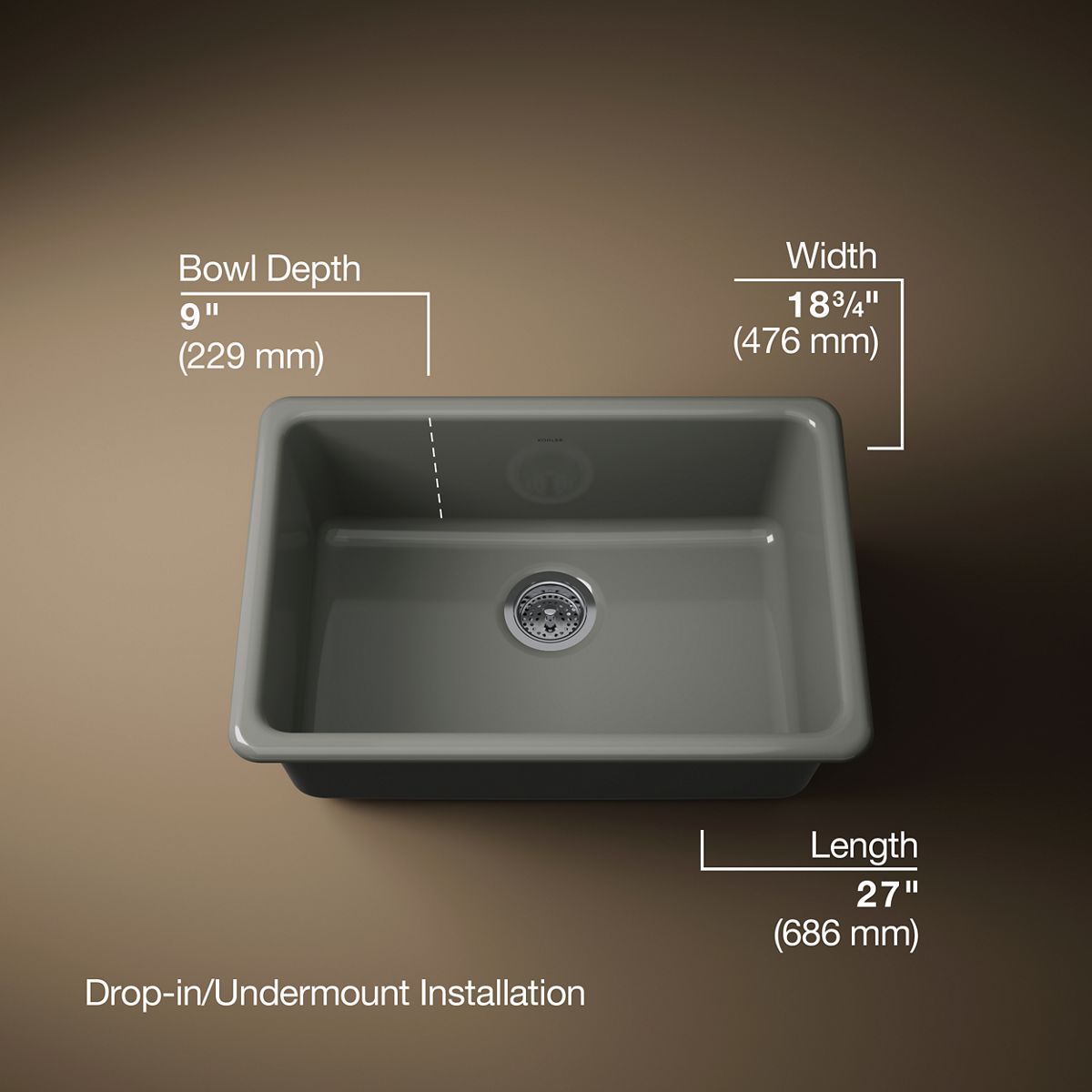 3/4 view of product with dimensions
