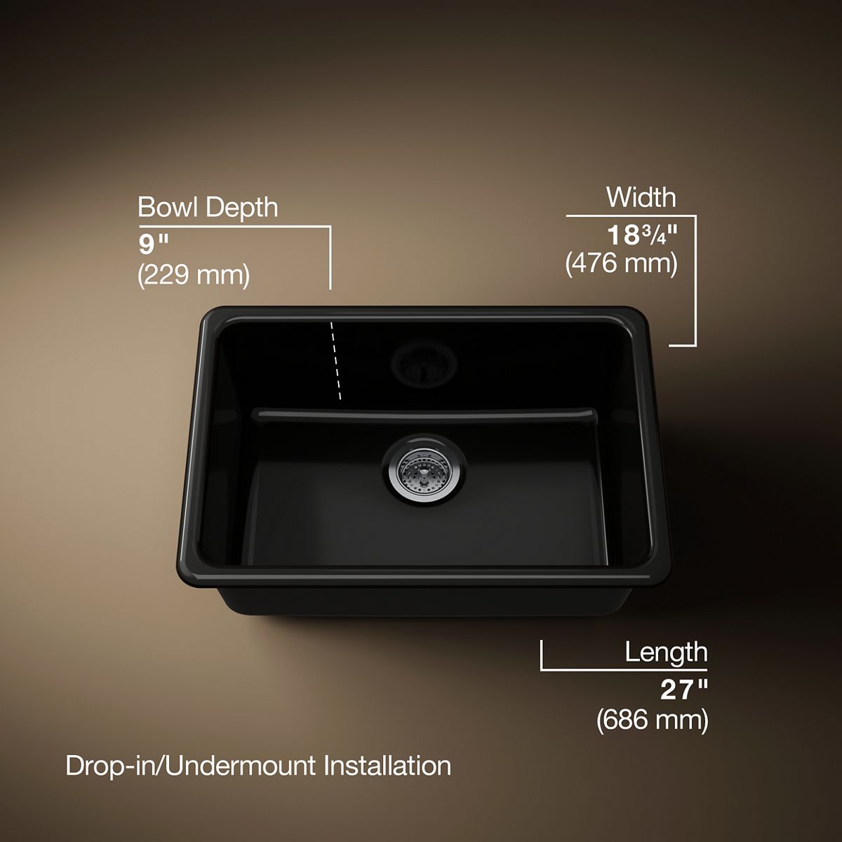 3/4 view of product with dimensions