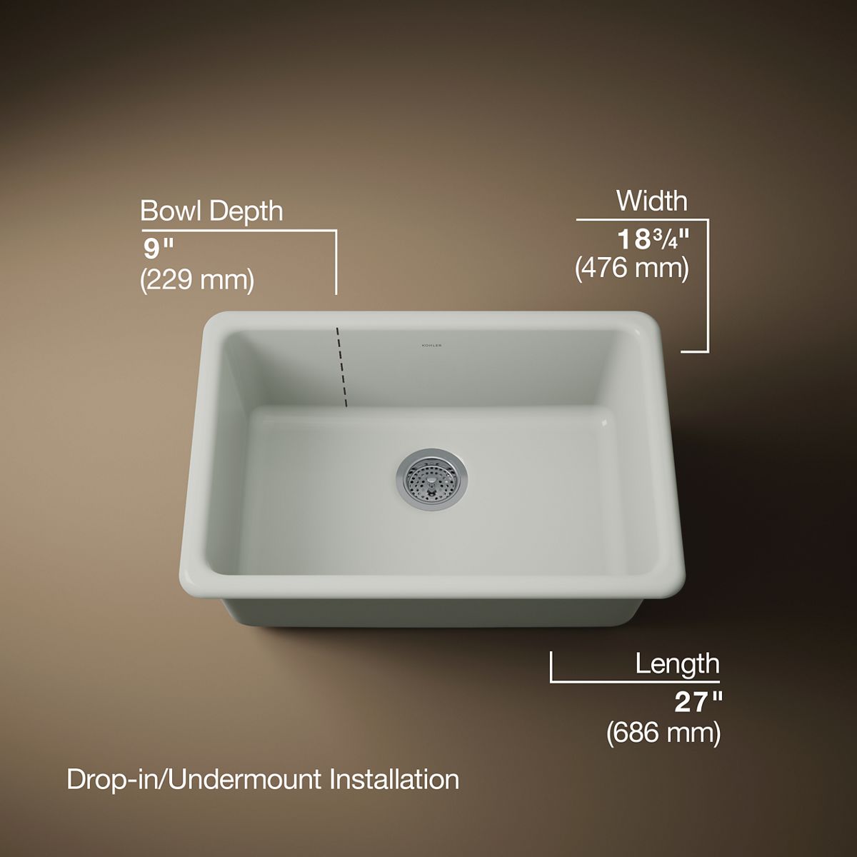 3/4 view of product with dimensions