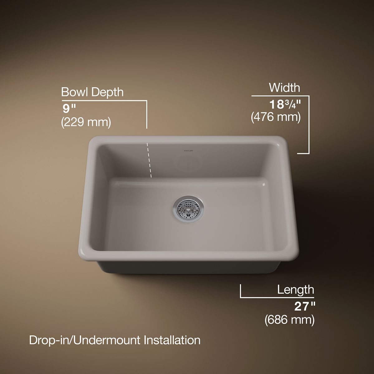 3/4 view of product with dimensions