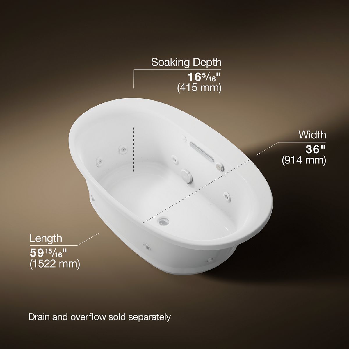 3/4 view of product with dimensions