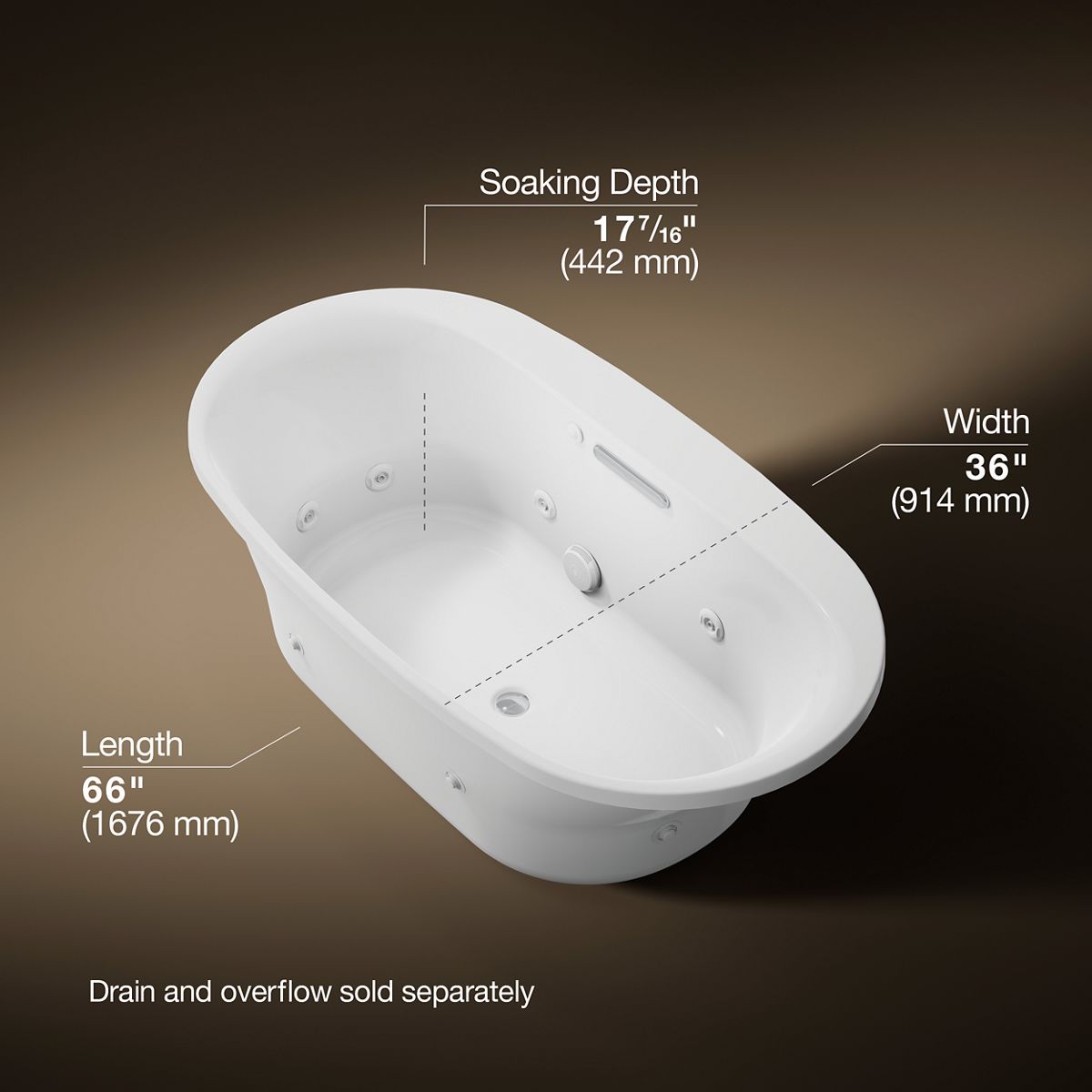 3/4 view of product with dimensions