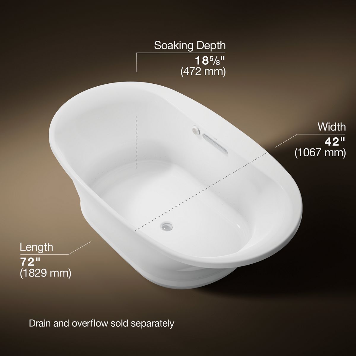 3/4 view of product with dimensions