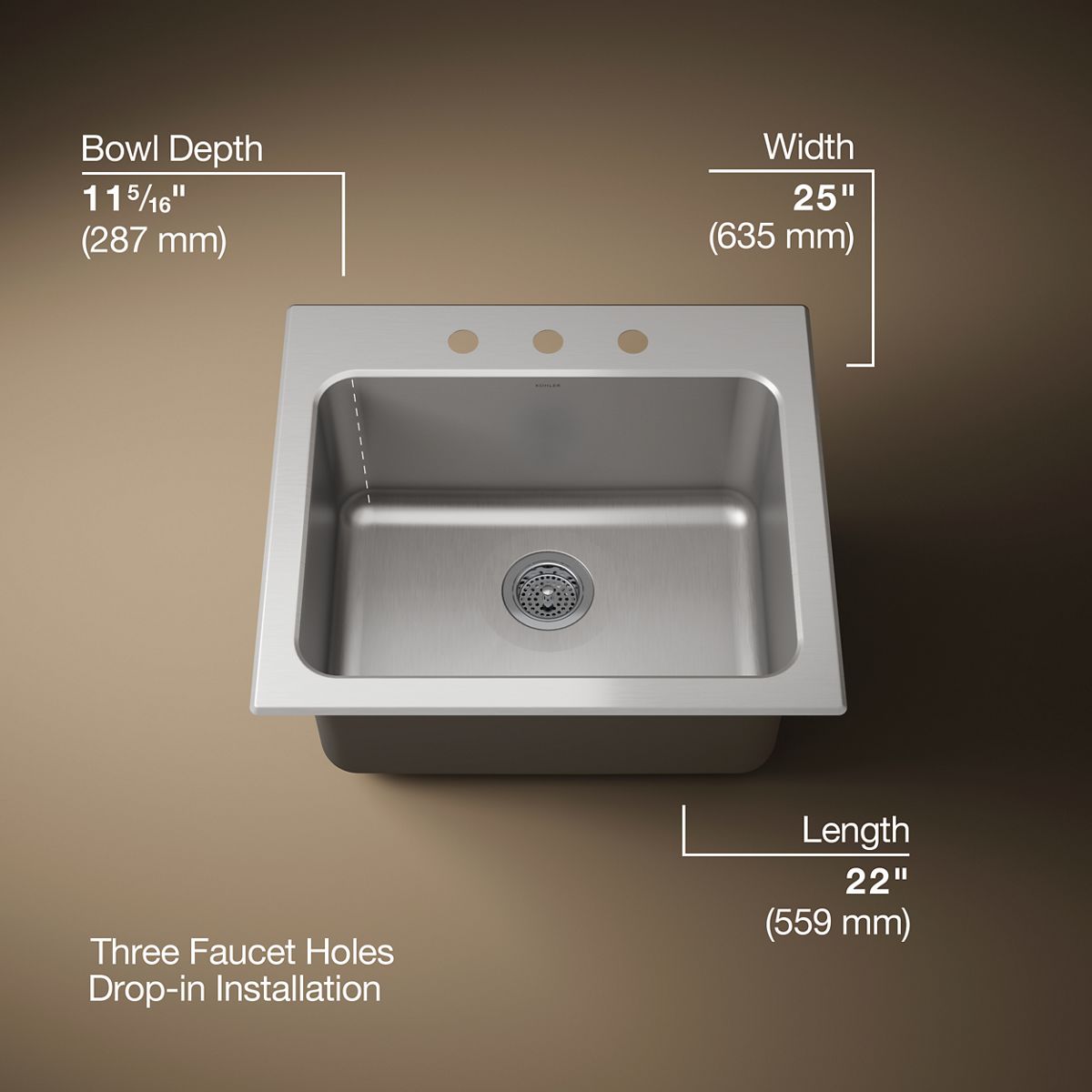 3/4 view of product with dimensions