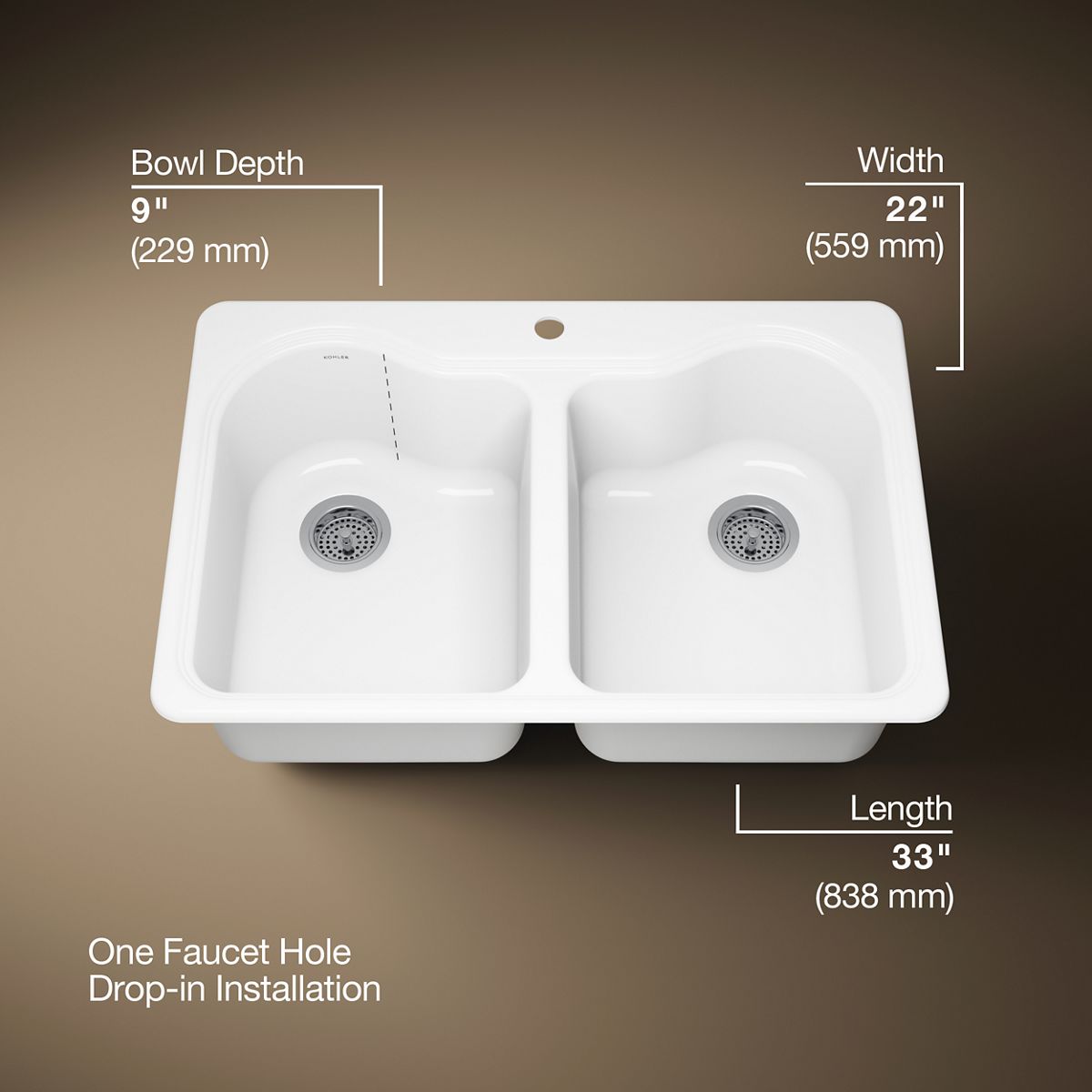 3/4 view of product with dimensions