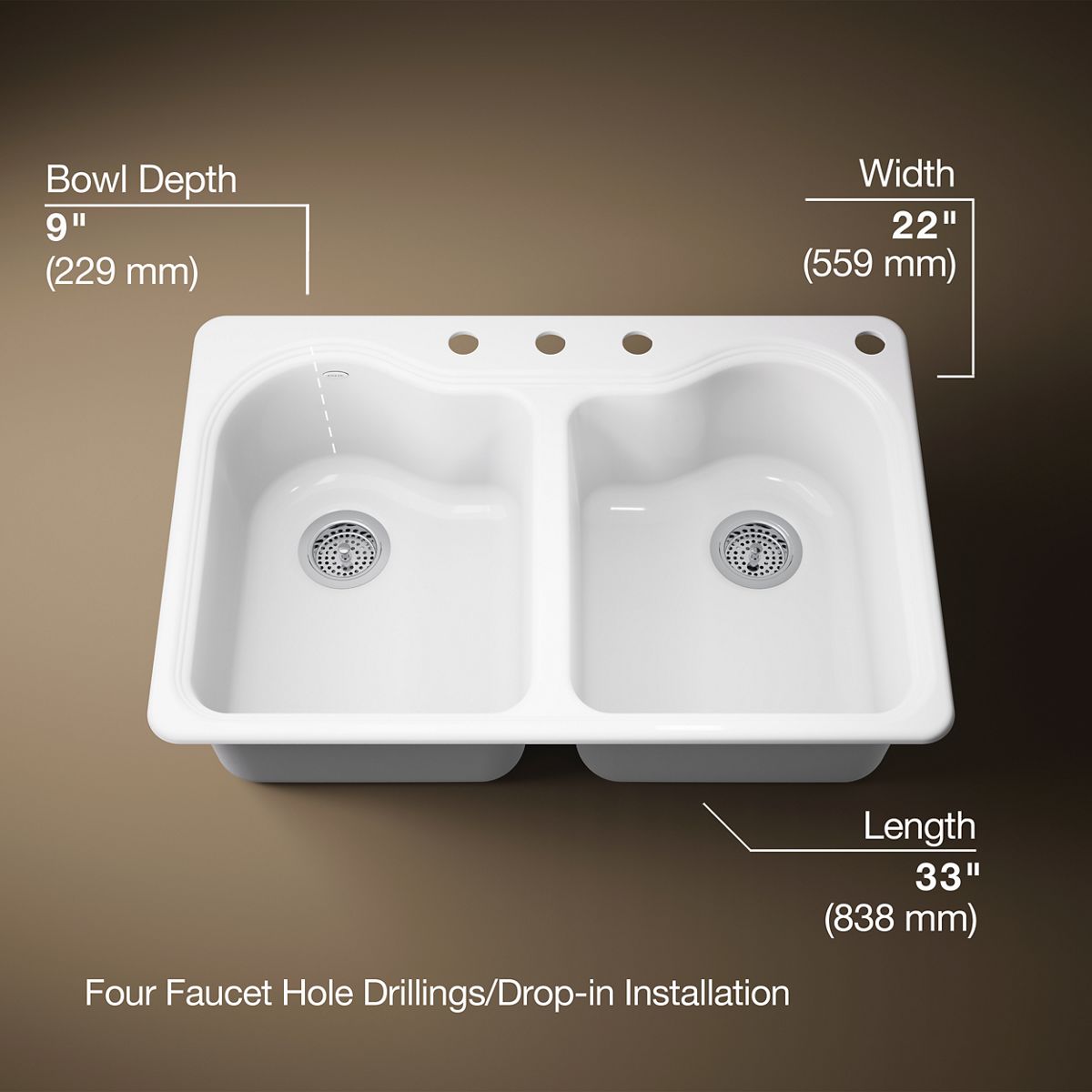 3/4 view of product with dimensions