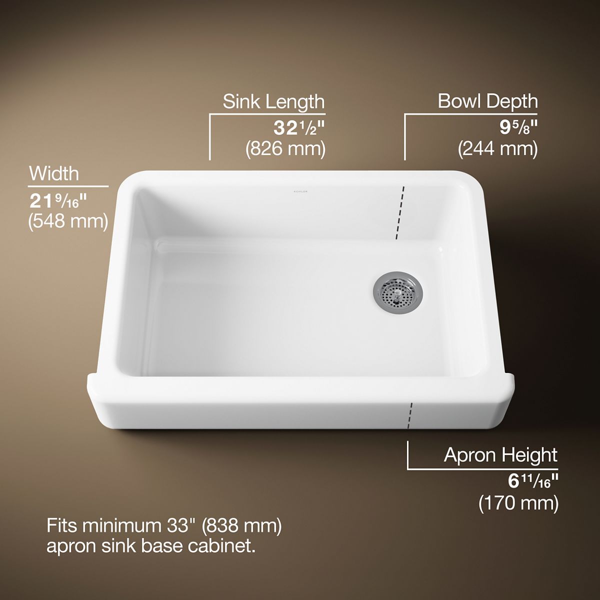 3/4 view of product with dimensions