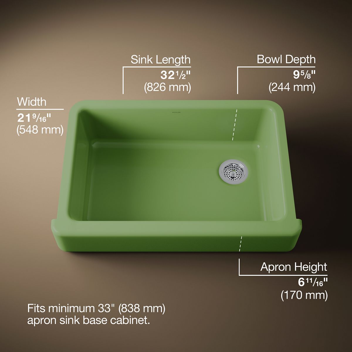 3/4 view of product with dimensions
