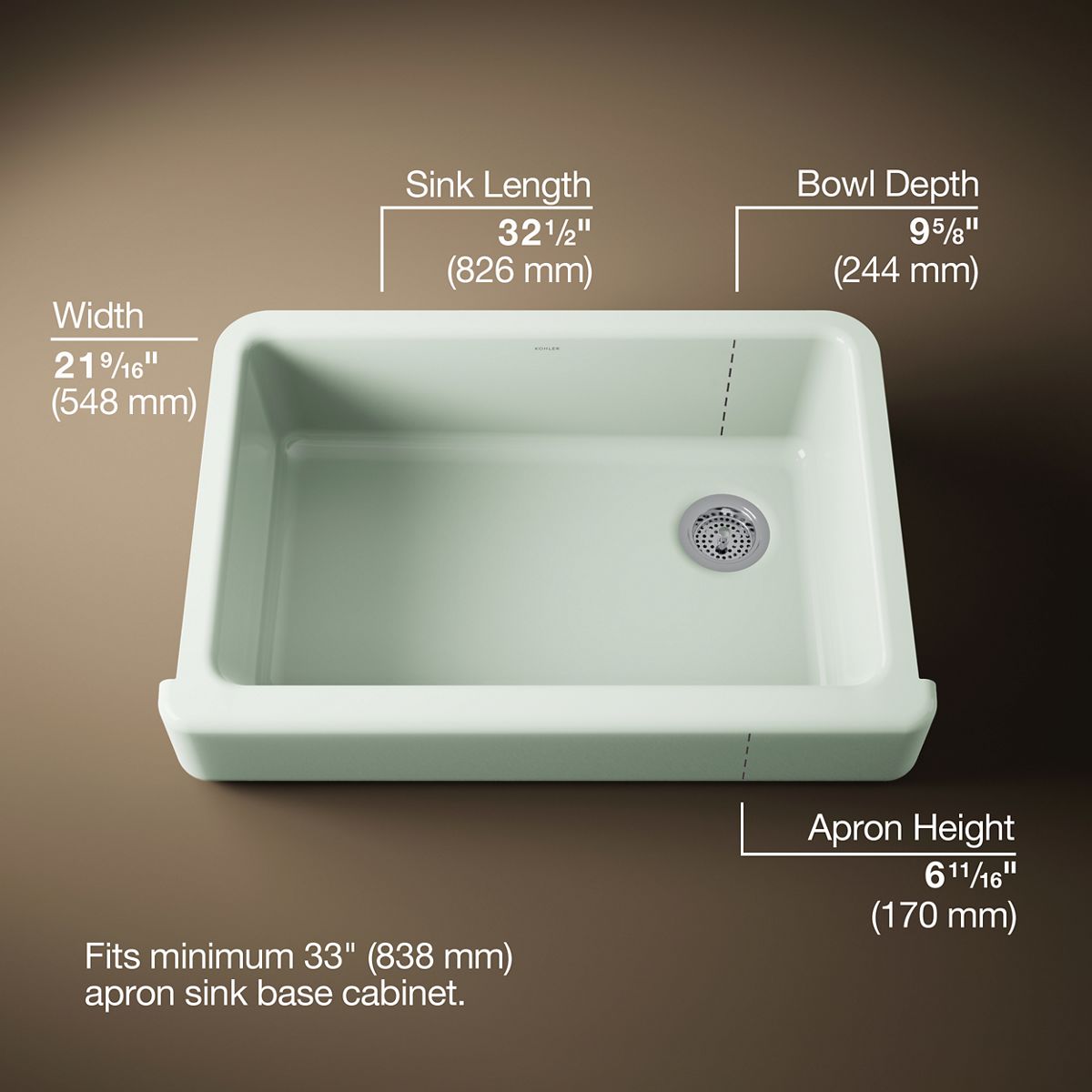 3/4 view of product with dimensions