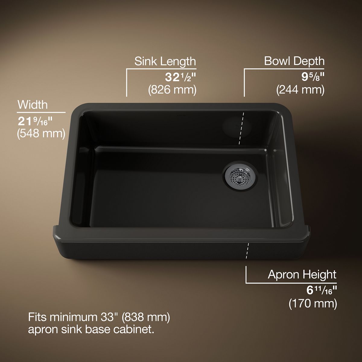 3/4 view of product with dimensions